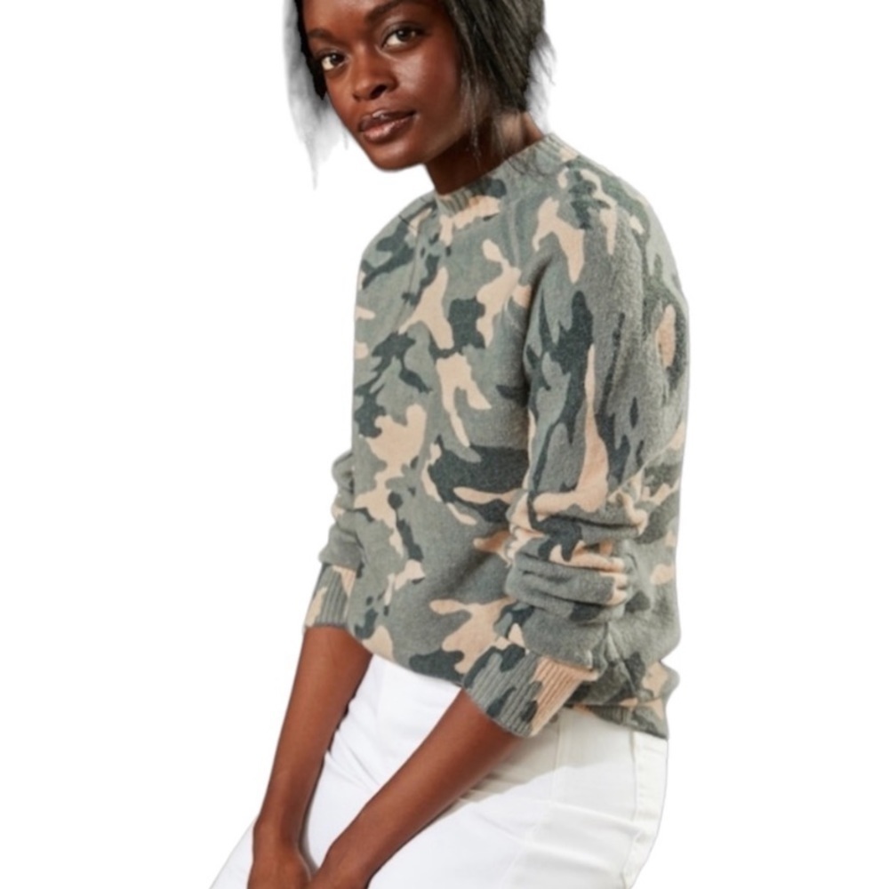 Banana Republic Camo Print Wool Blend Long Sleeve Crewneck Sweater​​​​​ - Picture 3 of 9